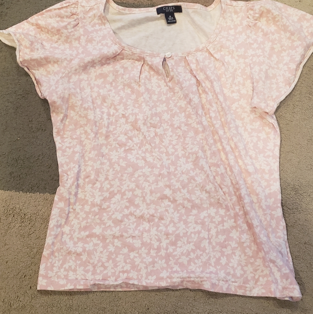 Pink and white floral top